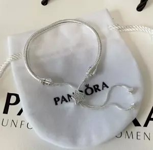 Authentic Pandora silver women Bracelet Moments Pave Heart Adjustable Slider - Picture 1 of 6