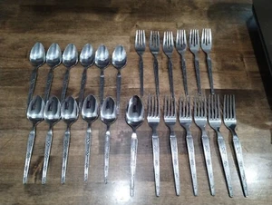 Hanford Forge CAMBRIA Geometric Textured Stainless Steel JAPAN Flatware 24 PCS - Picture 1 of 7
