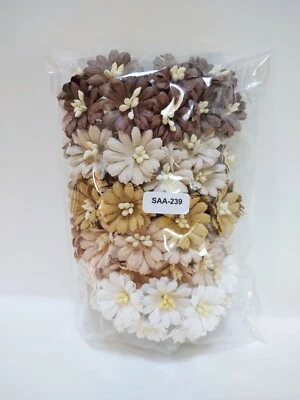 50 Cosmo Daisy's, Brown Mix Set Mulberry Paper Daisy's  #SAA-239 - Image 1 of 2