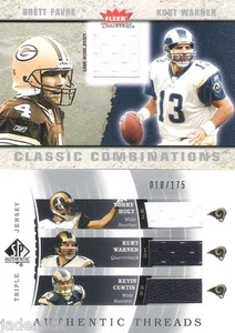 Camiseta deportiva auténtica de Kurt Warner Kevin Curtis Holt 2003 SP de tres hilos en gu #/175 - Imagen 1 de 1