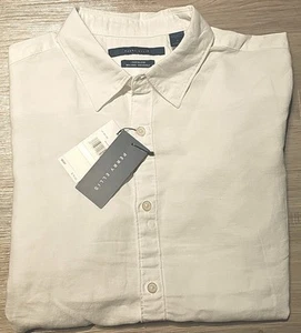 Perry Ellis 100% Linen Shirt Mens Sleeve Button White - Picture 1 of 7