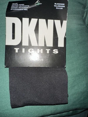 DKNY Opaque Toner Velvet Tights Tall Large Grande Black Nylon Spandex - Image 1 of 4