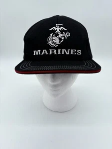 Marines Sign Logo Snapback Baseball Cap Hat Adjustable Black - Picture 1 of 6