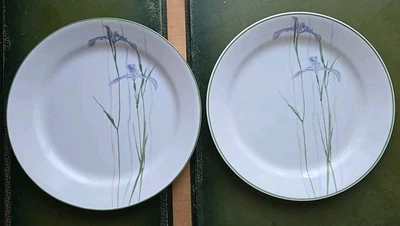 Lote De Colección De 2 Platos De Cena Corelle by Corning 10 1/4" Sombra Iris Flores Blanco Foto 1 de 4