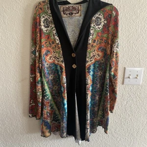 Top donna lungo 2 bottoni Amma Designer taglia L large, con cappuccio - Foto 1 di 6