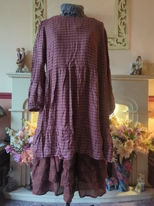 Next SP Smock Top Tunic Lagenlook Tartan Check Boho Large Tiered - Picture 1 of 15