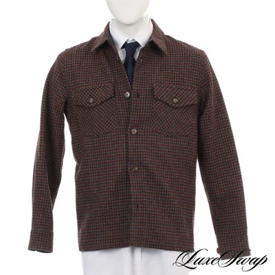 #1 MENSWEAR Portuguese Flannel Muted Jewel Tone Tweed Houndstooth Overshirt M NR - Image 1 of 4