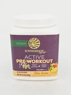Sunwarrior Active Pre Workout Powder For Her Citrus Sunshine 13.5 oz BB12/26 - Image 1 of 4