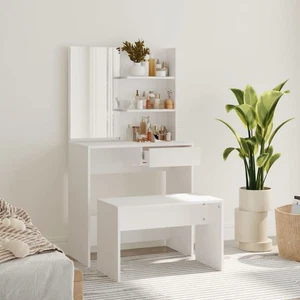 vidaXL Dressing Table Set White 74.5x40x141 cm - Picture 1 of 12