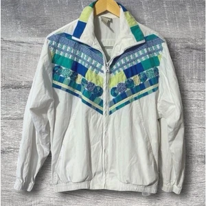 Chaqueta Koret Vintage Cottagecore Patchwork Mujer M Blanco Verde Azul Bolsillos - Imagen 1 de 8