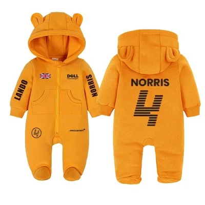 CLOTHES HUB F1 McLaren team Lando Norris cotton baby romper suit, F1 Birthday Gift suit