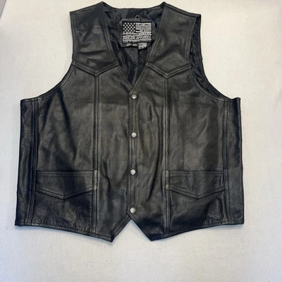 Chaleco de moto de cuero Dream Apparel para hombre talla 44 negro Foto 1 de 4