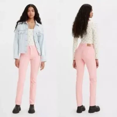 Calça de veludo Levi's 724 feminina tamanho S cintura alta fina reta rosa nova com etiquetas - Imagem 1 de 4