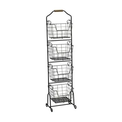 Gourmet Basics Mikasa Ferme 4-Tier Metal Fruit Storage Basket Stand Antique B... - Image 1 of 4