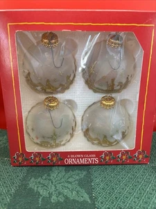 ✨4X NAVIDAD POR KREBS VIDRIO ESMERILADO Y ORO BRILLO ADORNOS HOMBRES SABIOS EN CAJA✨ - Imagen 1 de 8