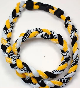 LARGE 24" 3 Rope Titanium Sport Necklace Black Yellow Tornado Baseball - Picture 1 of 2