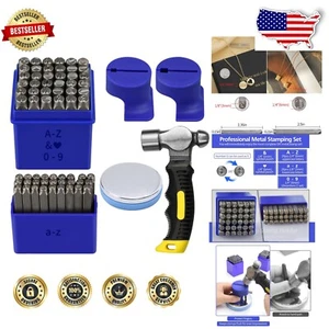 Versatile Metal Stamping Kit: 68 Pieces for Jewelry Making with Hammer & Block - Picture 1 of 9