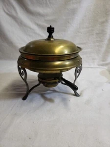 Juego de 4 platos buffet vintage de latón tono dorado para calentador 723 - Imagen 1 de 13