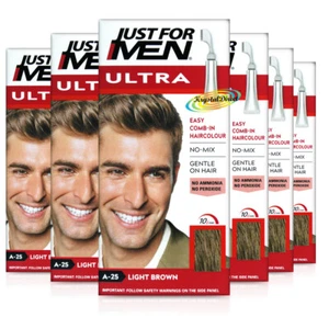 6x Just For Men Ultra Easy Comb In Autostop A25 Light Brown Hair Colour Dye - Picture 1 of 1