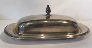  Wm. Rogers Silverplate Covered Butter Dish Pineapple Shaped Finial Top No Liner - Picture 1 of 7