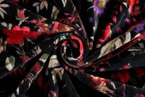 Lot 25 Yard Luxury Soft Velvet Bird Print Fabric Indian Dress Sewing Upholstery - Picture 1 of 3