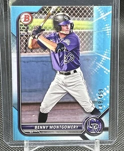 2022 Bowman Draft Sky Blue /499 Benny Montgomery #BD-155 Rockies - Picture 1 of 3