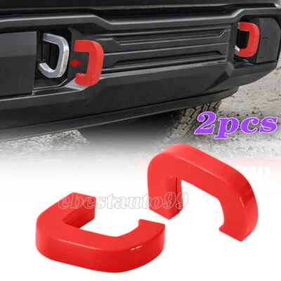 2x Red Tow Hooks Covers for GMC Sierra 1500 2019-2020-2021-2022-2023-2024 - Image 1 of 4
