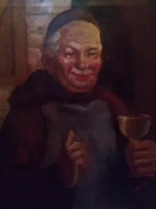 Frame Gemälderahmen Print After Walter Austin Portrait Monk IN Wine Cellar - Picture 1 of 5