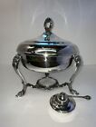 Vintage Silver Plated Chafing Dish Bowl Food Warmer With Oil Burner With Snuffer