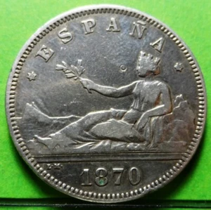 GOBIERNO PROVISIONAL-1ª REPUBLICA, 2 Pesetas, 1870 *18-75. Ag - Picture 1 of 2