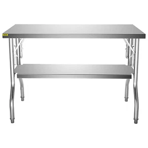 VEVOR Mesa de Trabajo Cocina Acero Inoxidable Plegable 2 Estantes 1220x762x850mm - Imagen 1 de 12