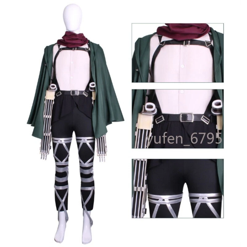 Attack On Titan Mikasa Ackerman Cosplay Costume Carnival Outfit 3D Maneuver Gear - Image 1 of 4