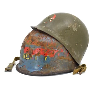 WWII WW2 Navy M1 Helmet Set with Period Graffiti - Picture 1 of 3