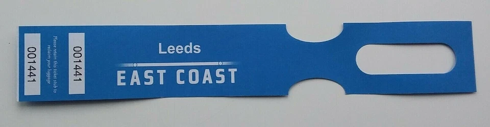 EAST COAST TRAINS PASSENGER LUGGAGE LABEL TAG Leeds 2014 InterCity Railways UK - Image 1 of 1
