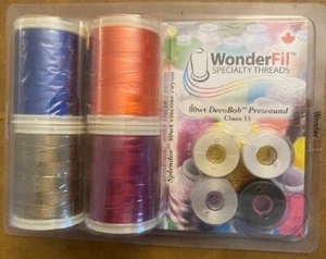 WonderFil Specialty Threads Sampler Pack Poly, Rayon, Deco Bob Prewound - Picture 1 of 2