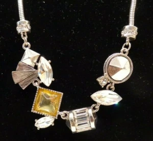 Erickson Beamon Rocks💗"Helen of Troy" Crystal Silver Snake Chain Necklace-New - Picture 1 of 7