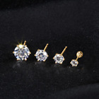 14k Solid Gold 6 Prong Earrings 3mm (sold As A Piece)