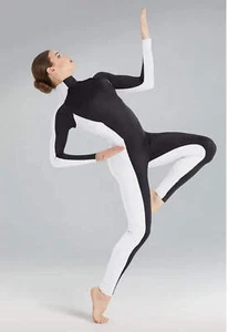 Dance Costume Medium Child Black White Weissman MT11202 Contemporary Modern Acro - Picture 1 of 3