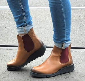 Zapatos Fly London Salv Rug marrón mujer cuero auténtico Chelsea Boot - Imagen 1 de 11