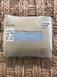 NIP WESTPOINT STEVENS Blue/White Check Full Flat Sheet (Slight Irregular) Vtg - Picture 1 of 2