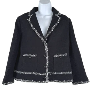 Chaqueta Blazer Talbots Tweed Talla 10 Negra Blanca Oficina Dinero Antiguo Preppy CJ-1884 - Imagen 1 de 8