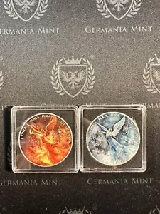 2023 Mexico Libertad 2 x 1 oz Silver Colored Fire & Ice Edition Mintage 250 per - Picture 1 of 4