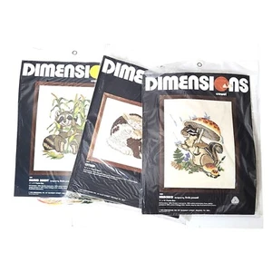Lote de 3 NUEVOS Kits Crewel Dimensiones Años 70 De Colección Todos 11"x 14" Lindos Animales - Imagen 1 de 11