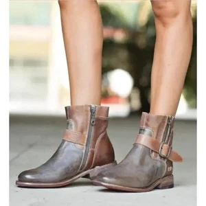 Bed Stu Becca Boots Handmade Leather Zip Ankle Booties Women Sz 7.5 Distressed - Picture 1 of 11
