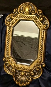 Vintage Ornate Gold Plastic Frame Wall Mirror Home Decor 28"X15" - Picture 1 of 5