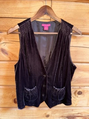 Sunny Leigh Vintage Velvet Vest Brown Women’s Sz  10 Y2K Fairy Grunge - Image 1 of 4