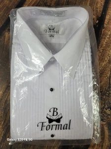 Size XL 38/39 White Traditional Tuxedo Shirt Laydown Prom Wedding New Package - Picture 1 of 6