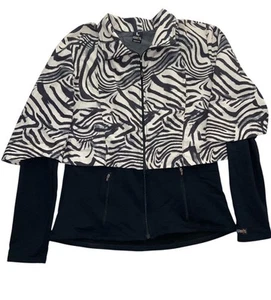 Kerrits Equestrian Jacket Women's Large Zebra Print Black White Windbreaker - Picture 1 of 7