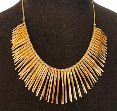 Ожерелье Таша золотистая цепочка бруталистский шип нагрудник племенной модернист длина 20 дюймов - Изображение 1 из 4