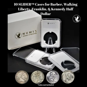 10 Pack NUMIS® SLIDER™ Coin Case, Slab- Barber, Liberty, Franklin, Kennedy Half - Picture 1 of 10